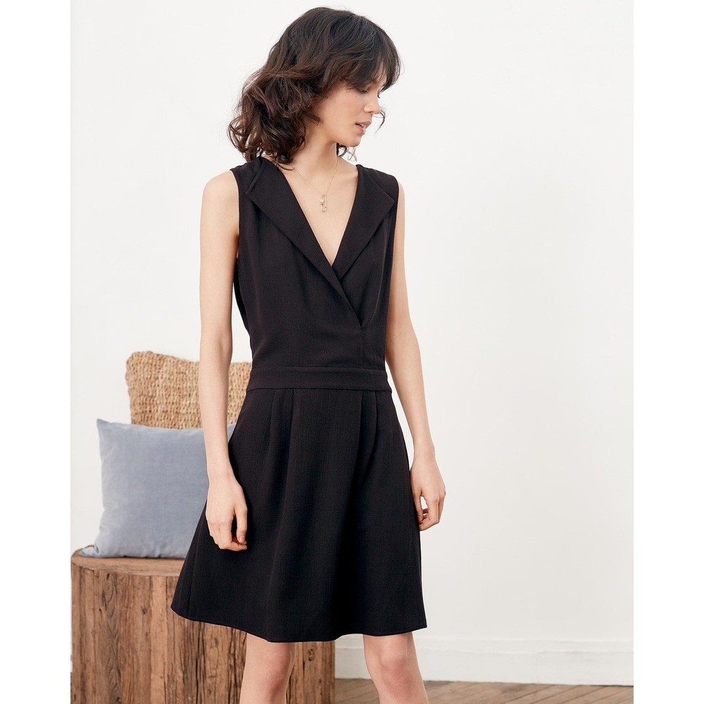 Comptoir Des Cotonniers Women's Black Sleeveless Reversible Elegant Dress Size S